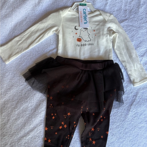 Carter's Other - Carter's Cream and Black Halloween Outfit with Tutu